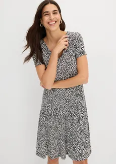 Robe en jersey viscose • noir-écru • Boutique bonprix