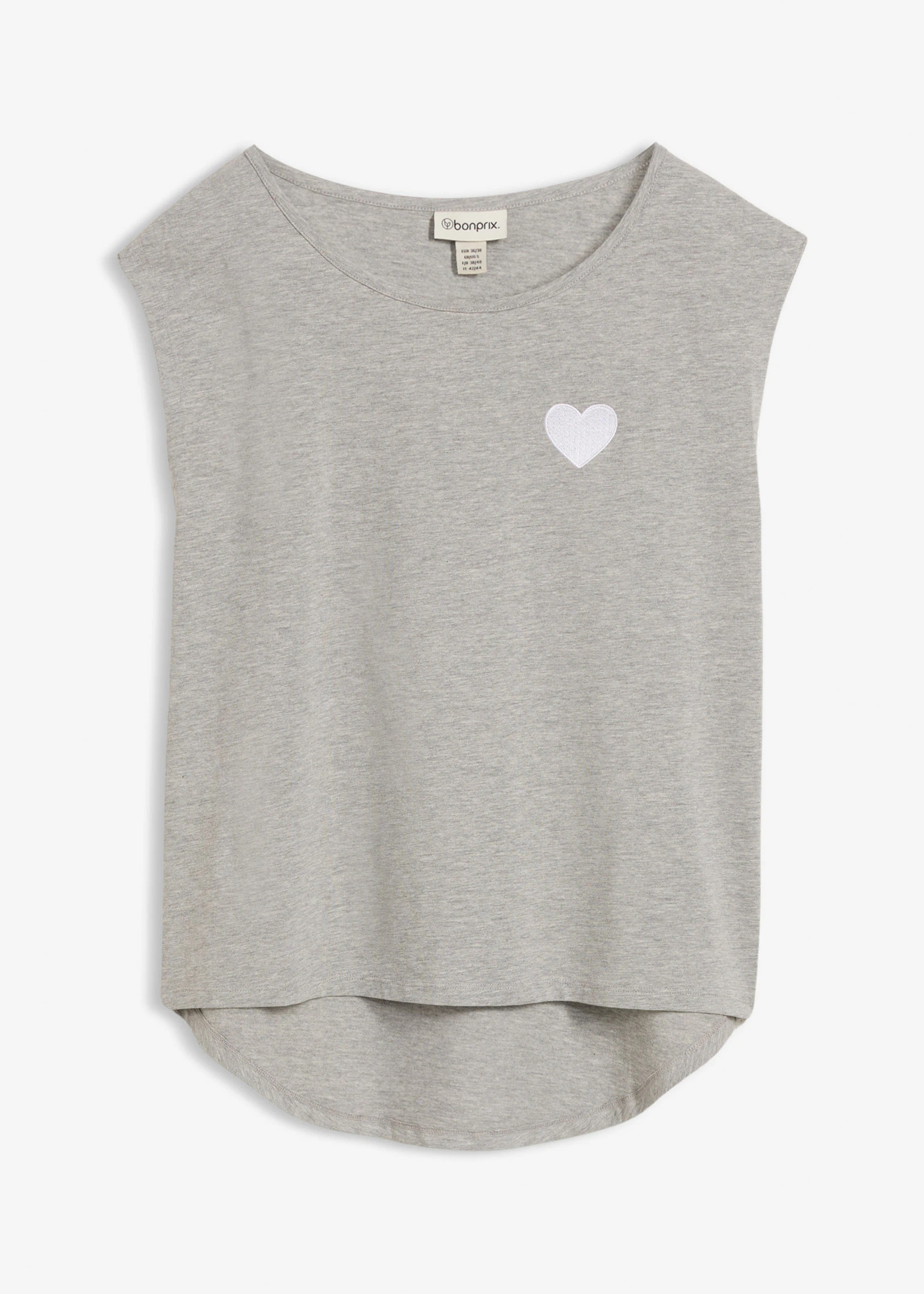 High-low shirt in een soepele viscosemix • lichtgrijs gemêleerd-wit • bonprix online shop