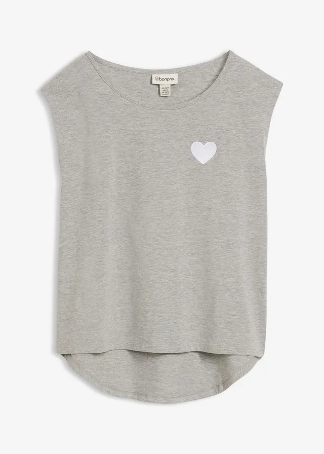 High-low shirt in een soepele viscosemix • lichtgrijs gemêleerd-wit • bonprix online shop