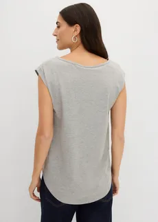 High-low shirt in een soepele viscosemix • lichtgrijs gemêleerd-wit • bonprix online shop