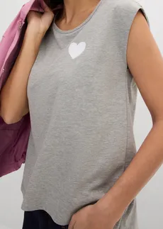 High-low shirt in een soepele viscosemix • lichtgrijs gemêleerd-wit • bonprix online shop