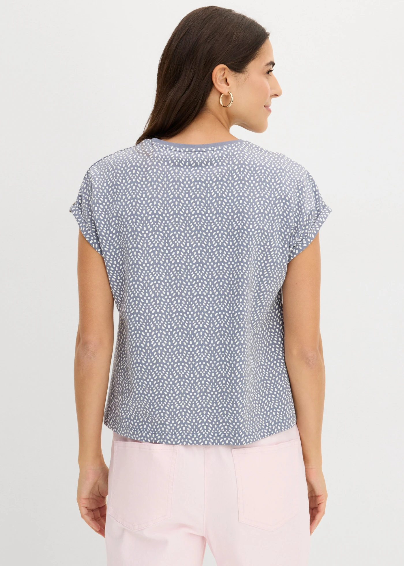 Tricou (2 buc.) • albastru fumuriu cu imprimeu + galben pastel • magazin bonprix