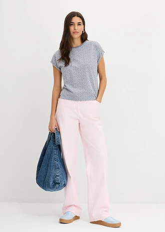 T-shirt (set van 2), Kleur: rookblauw met print+effen pastelgeel