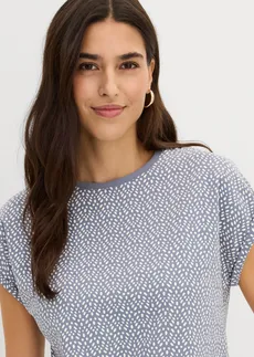 Lot de 2 T-shirts • bleu fumé imprimé + jaune pastel uni • Boutique bonprix