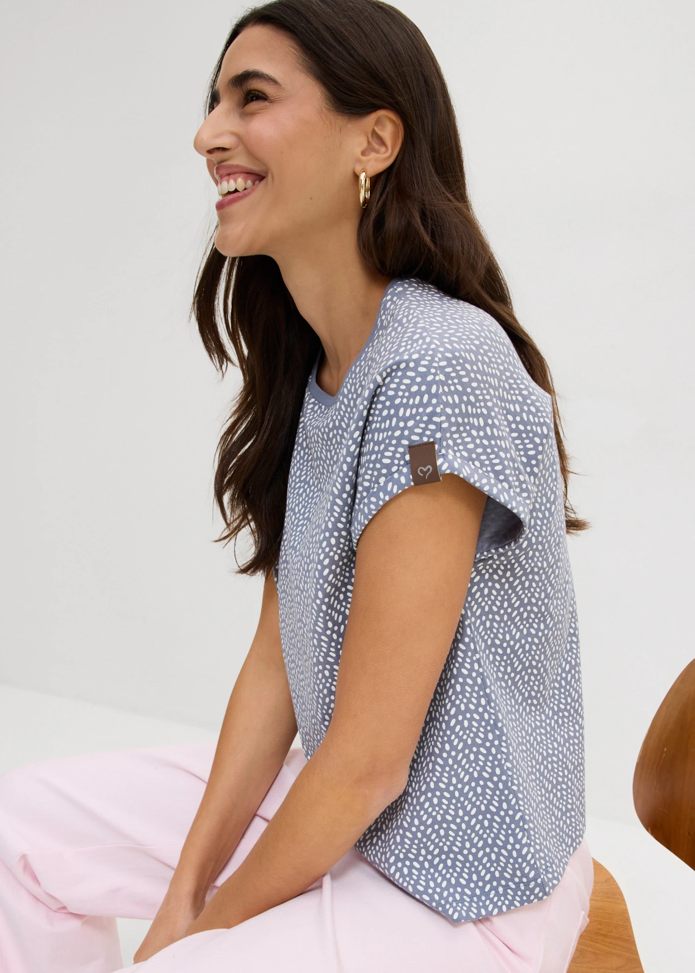 Tricou (2 buc.) • albastru fumuriu cu imprimeu + galben pastel • magazin bonprix