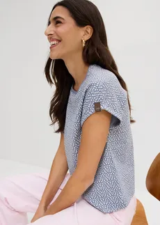 T-shirt (set van 2) • rookblauw met print+effen pastelgeel • bonprix online shop