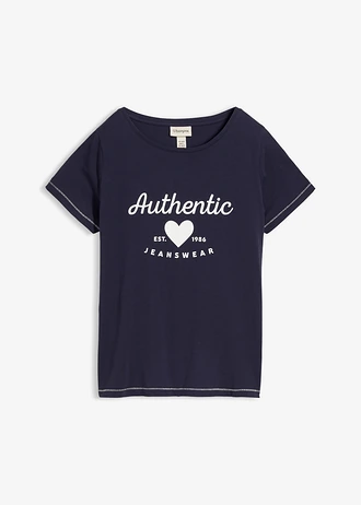 T-shirt, Kleur: donkerblauw met print