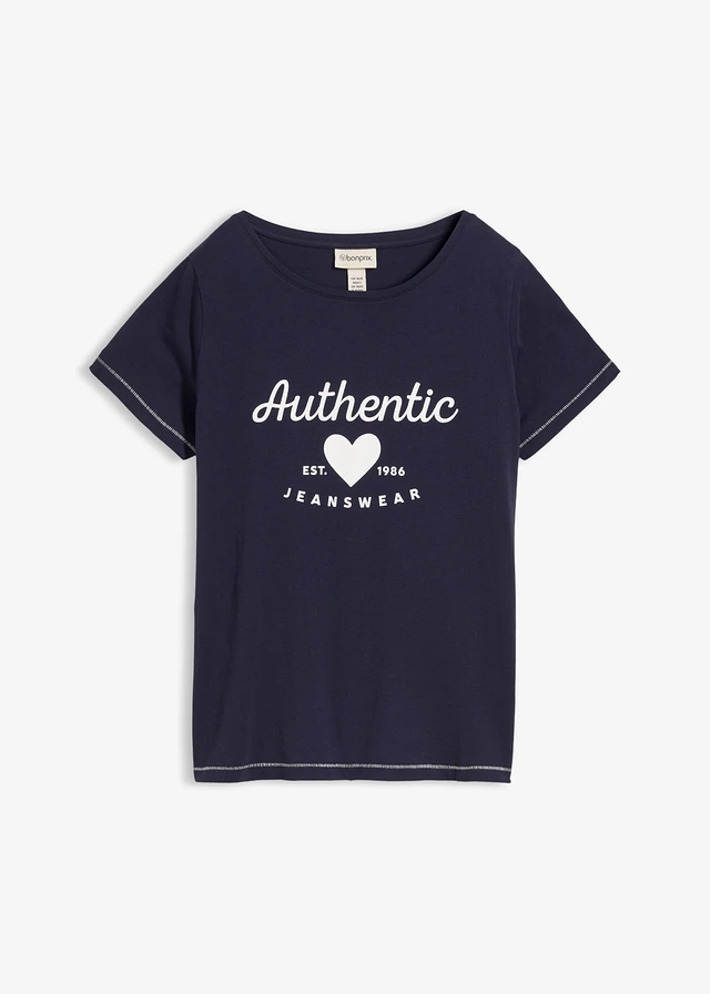 T-shirt, kolor: ciemnoniebieski z nadrukiem
