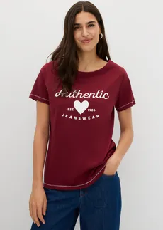 T-shirt, Kleur: esdoornrood met print