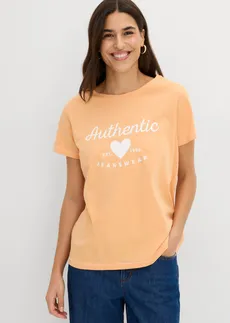 T-shirt, Kleur: papaya met print