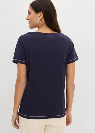 T-shirt, Couleur: bleu foncé imprimé