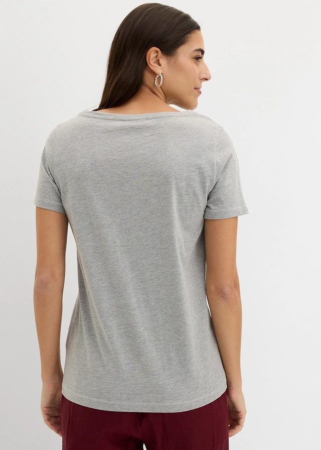 T-shirt, Kleur: lichtgrijs gemêleerd met print