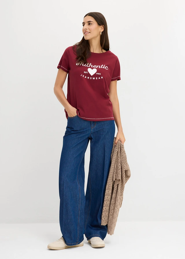 T-shirt, Kleur: esdoornrood met print
