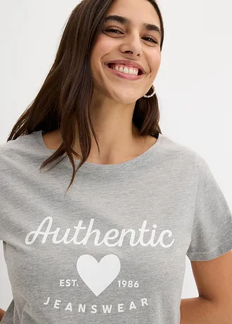 Tricou • gri deschis melanj, cu imprimeu • magazin bonprix