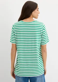 T-shirt van puur biologisch katoen • wit/edelsteengroen/donkerblauw gestreept • bonprix online shop