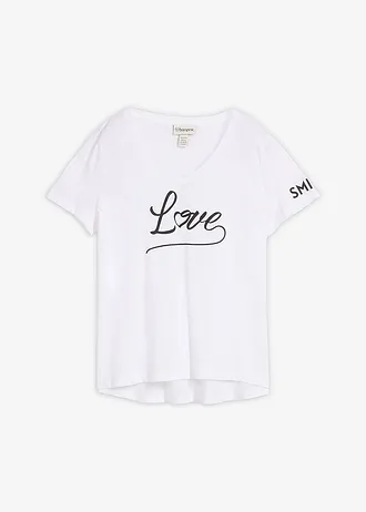 T-shirt z nadrukiem • biały z nadrukiem • sklep bonprix