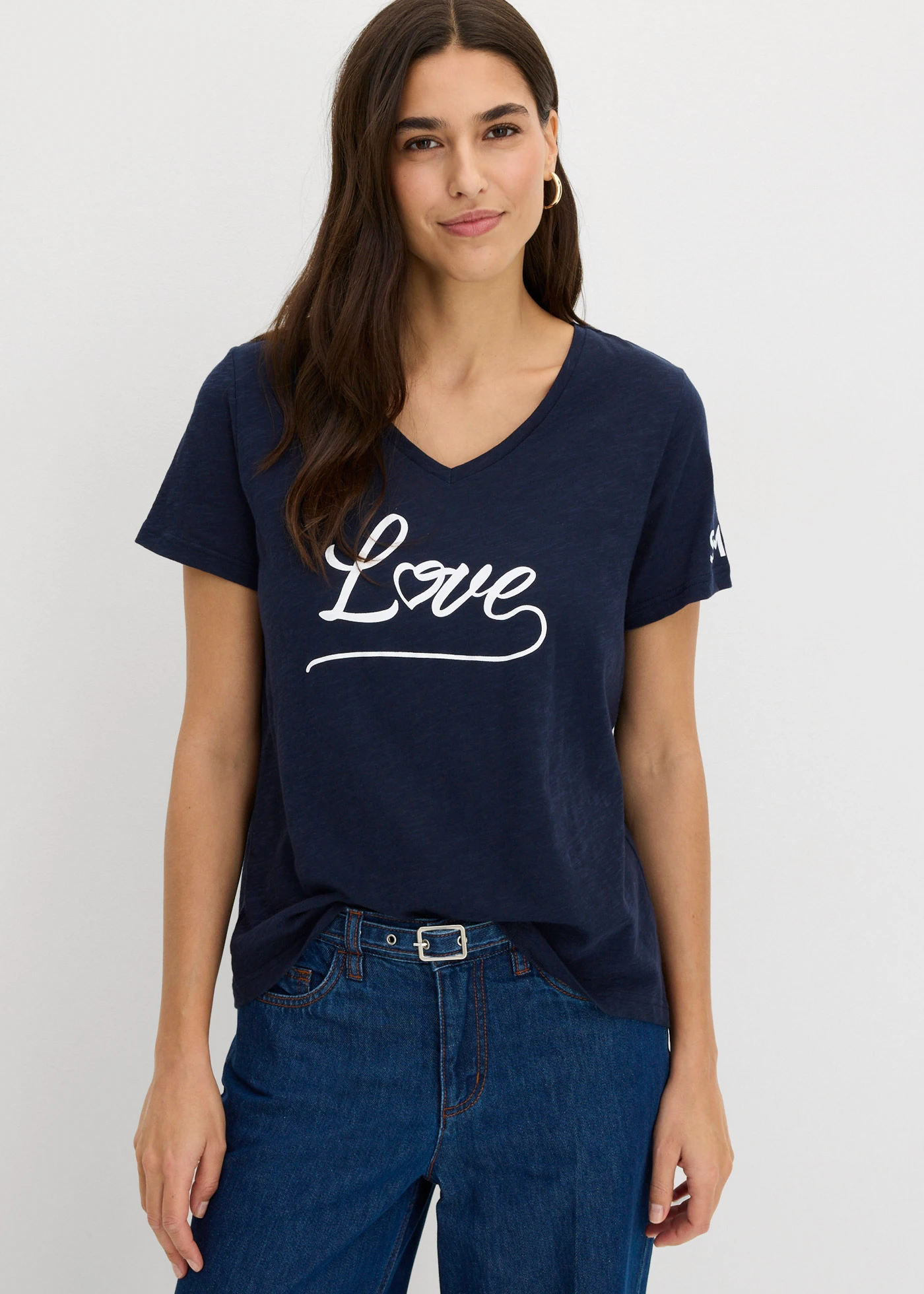 T-shirt z nadrukiem • granatowy z nadrukiem • sklep bonprix