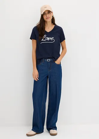 Shirt met print, Kleur: donkerblauw met print