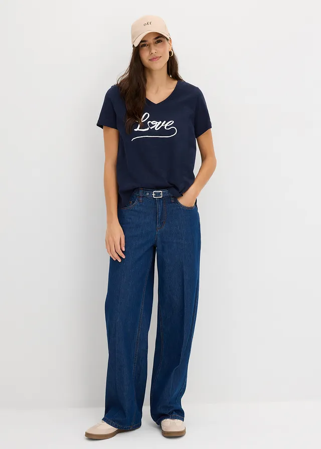 Shirt met print, Kleur: donkerblauw met print