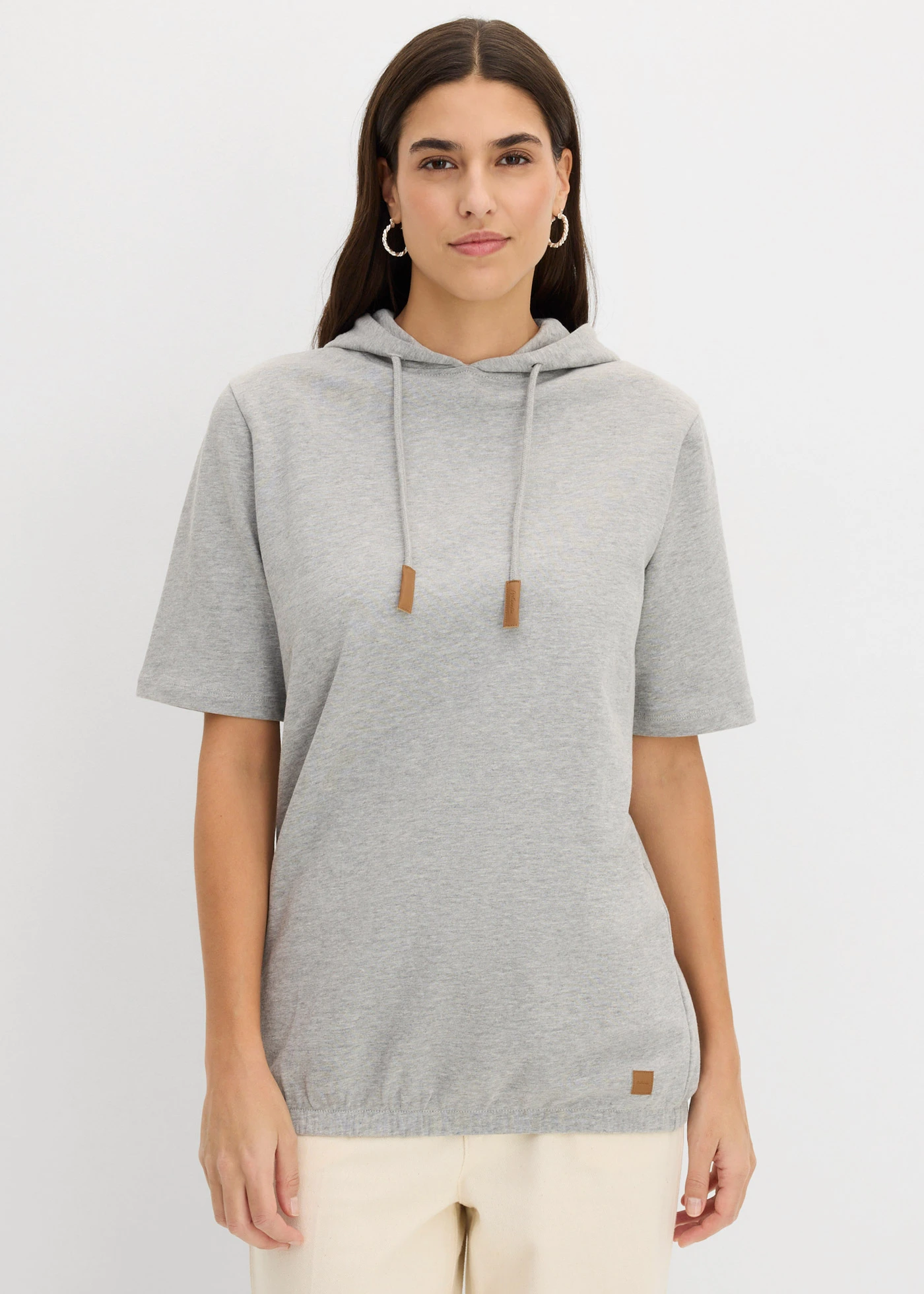 Mikina s kapucí, z bavlněné směsi • světle šedý melír • bonprix obchod