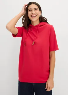 Bluza z kapturem, z mieszanki bawełny • czerwony • sklep bonprix