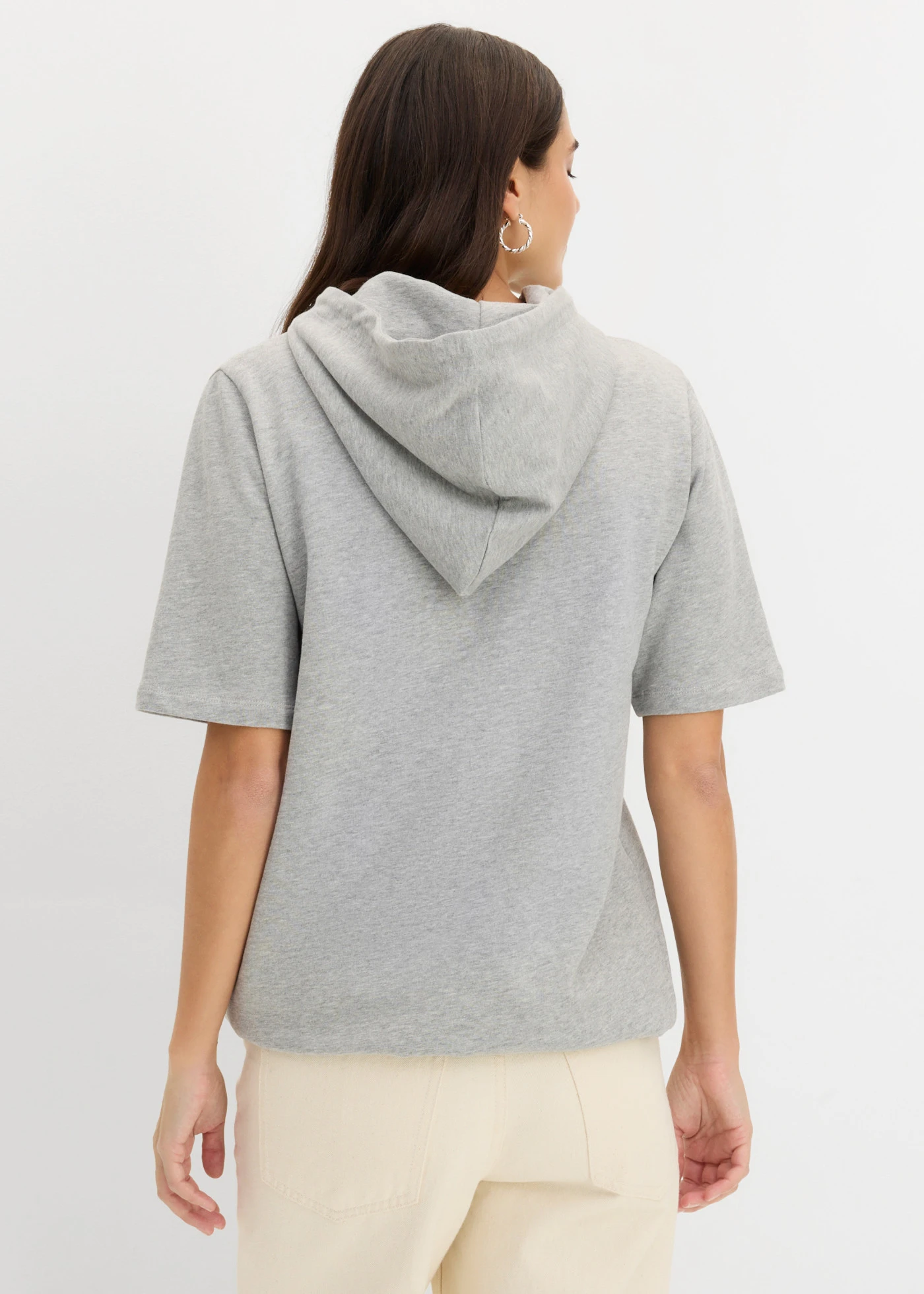 Sweat à capuche • gris clair chiné • Boutique bonprix