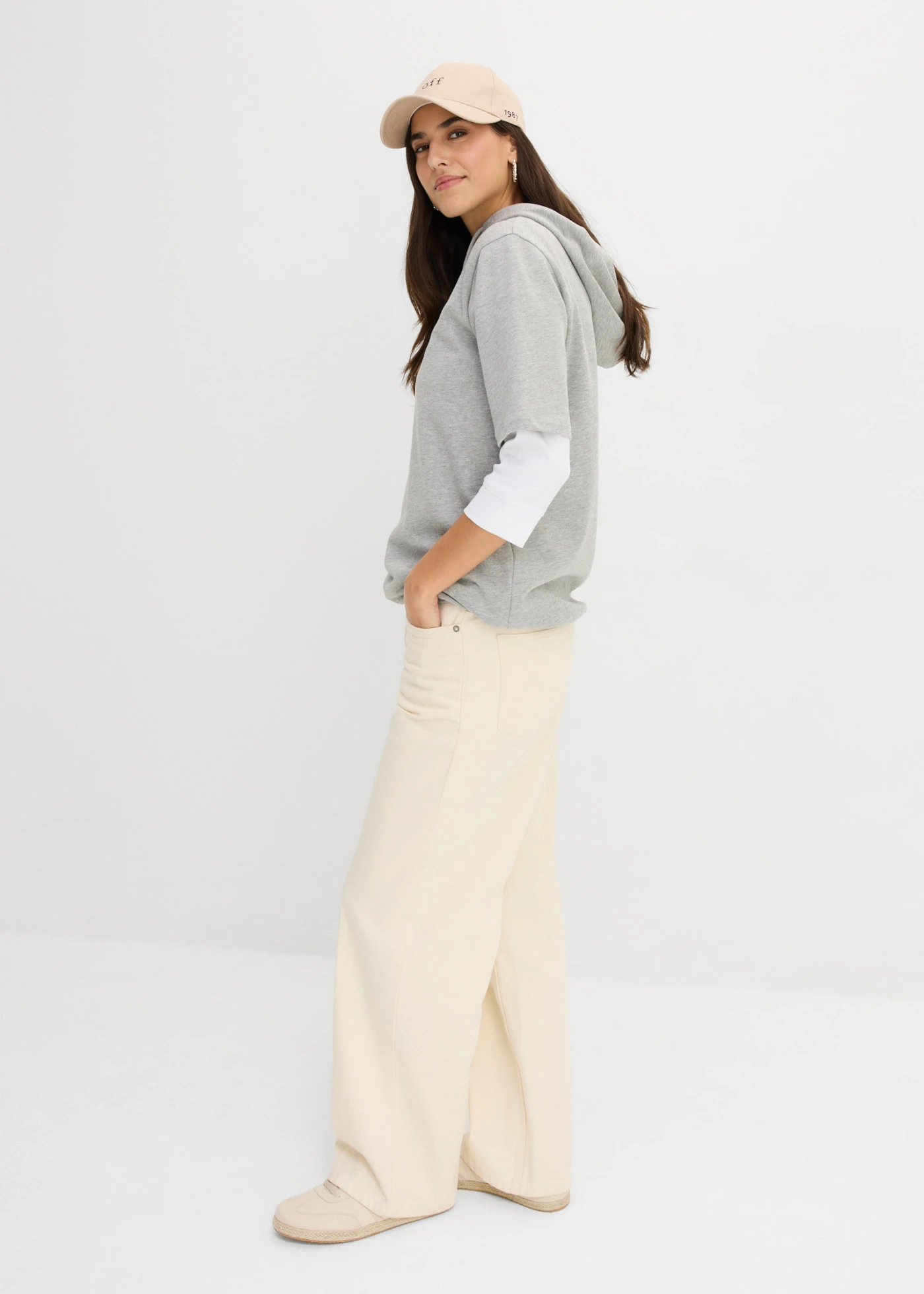 Mikina s kapucňou • svetlosivá melírovaná • obchod bonprix