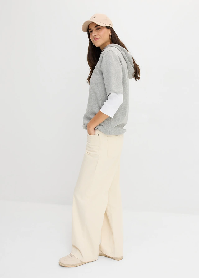 Sweat à capuche, Couleur: gris clair chiné