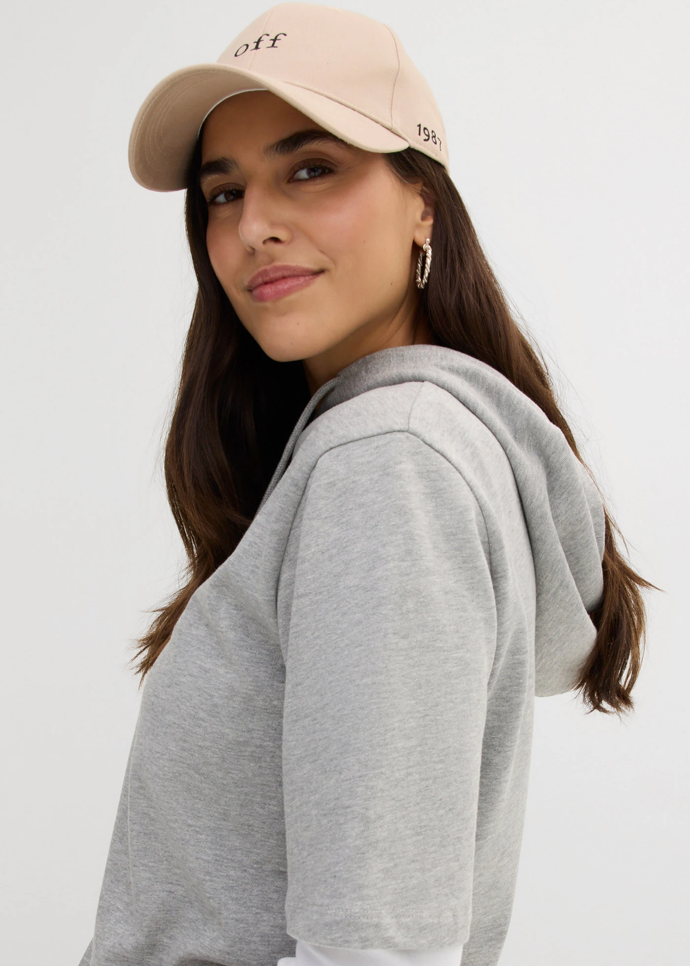 Mikina s kapucí, z bavlněné směsi • světle šedý melír • bonprix obchod