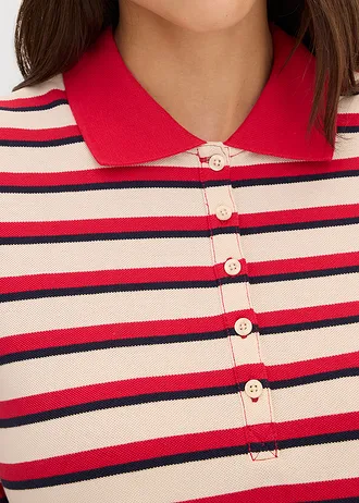 Bluză polo din bumbac organic 100% • roșu-bleumarin-bej-prund cu dungi • magazin bonprix