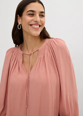 Blouse longue en viscose fluide • marron poudré • Boutique bonprix