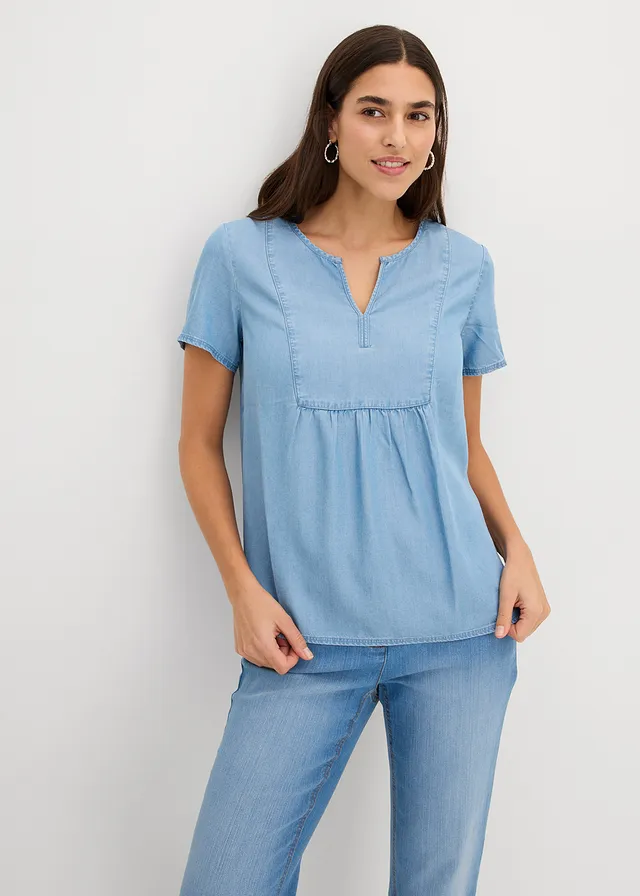 Tunique en jean, Couleur: bleu clair denim