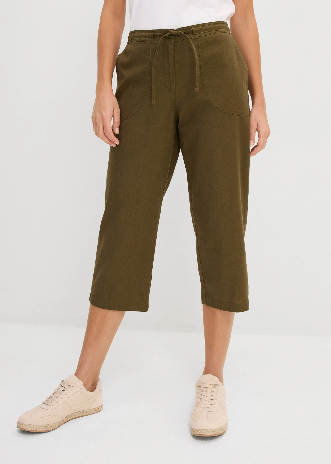 Linnen 3/4 broek • donkerolijfgroen • bonprix online shop