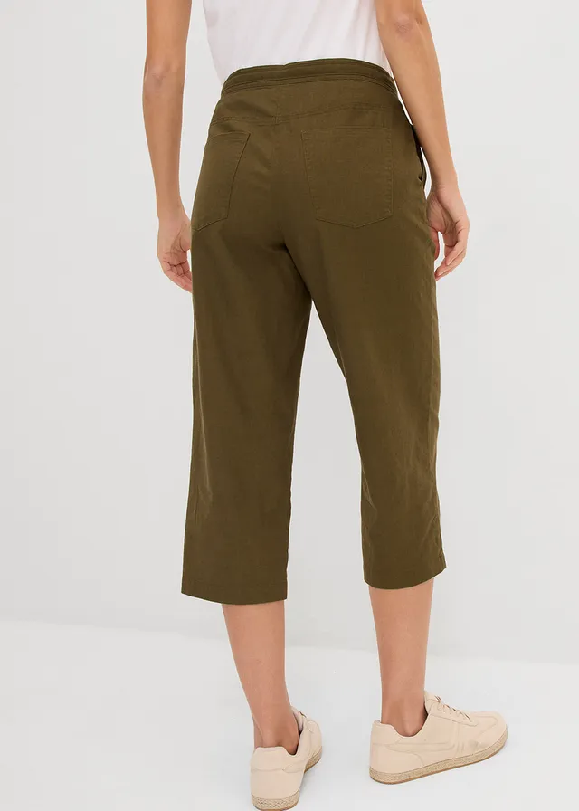 Linnen 3/4 broek • donkerolijfgroen • product-page.page-title-suffix