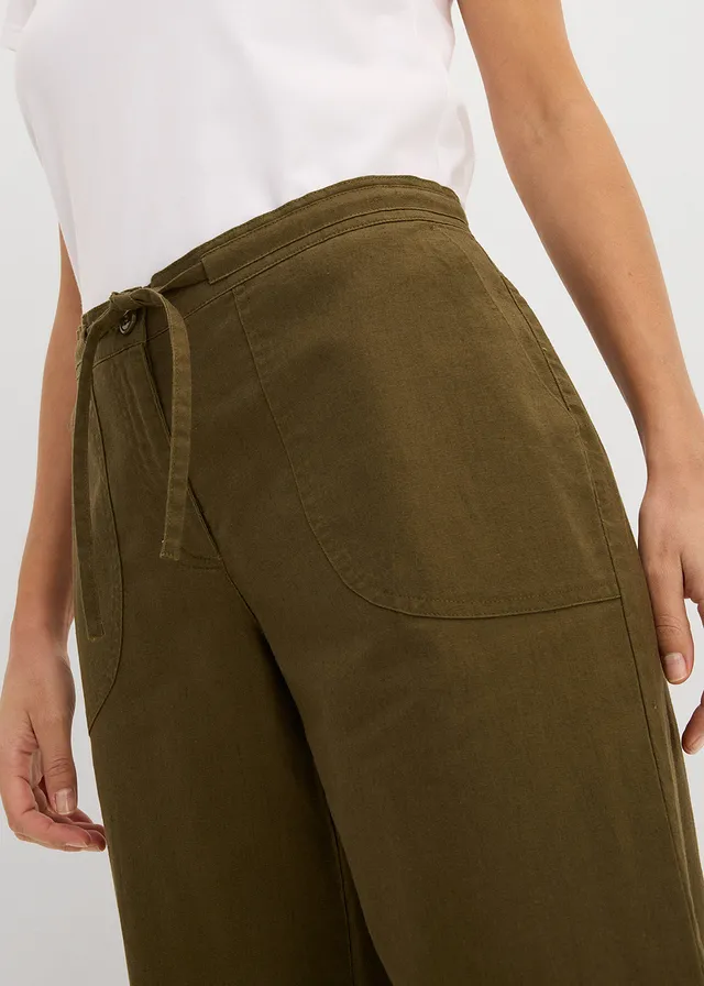 Linnen 3/4 broek • donkerolijfgroen • product-page.page-title-suffix