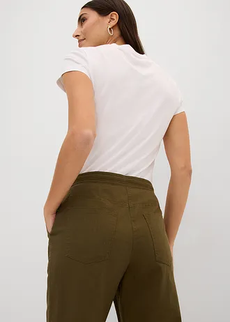 Linnen 3/4 broek • donkerolijfgroen • bonprix online shop