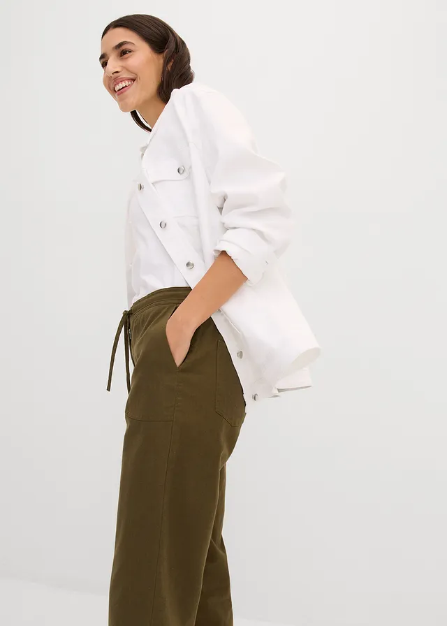 Linnen 3/4 broek • donkerolijfgroen • product-page.page-title-suffix