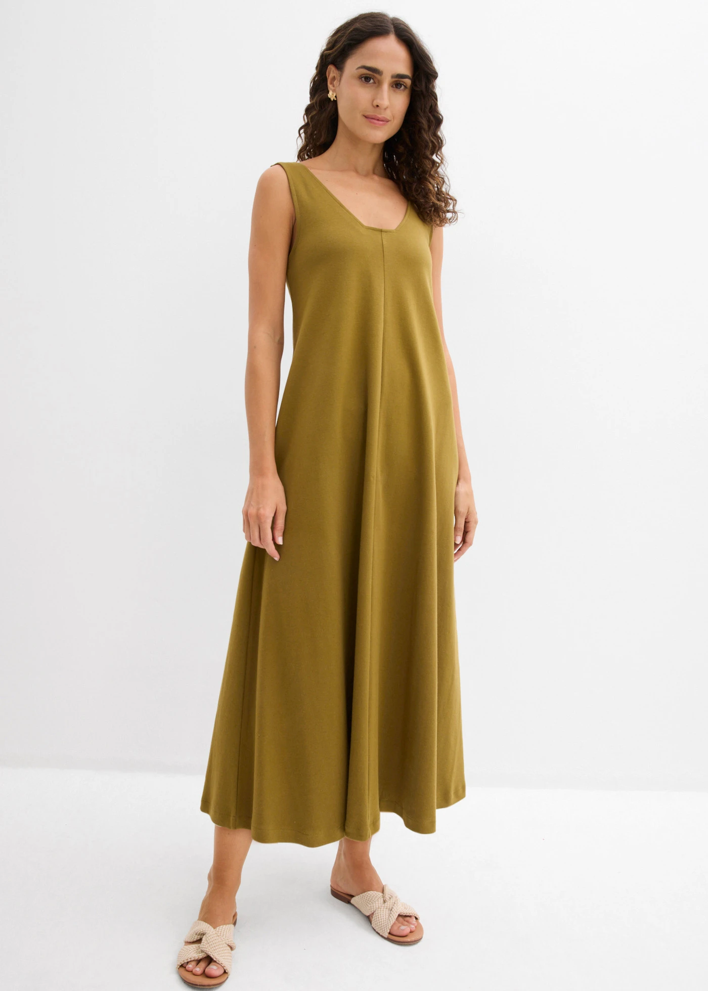 Rochie din jerse din bumbac organic 100% • verde-natur • magazin bonprix