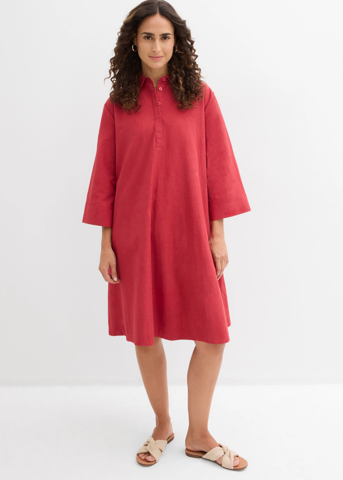 Robe-chemise 100% coton • rouge cerise • Boutique bonprix