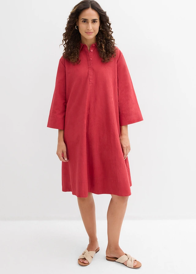Blousejurk van biologisch katoen, Kleur: kersenrood