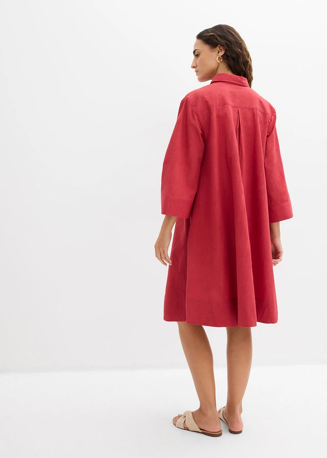 Blousejurk van biologisch katoen, Kleur: kersenrood