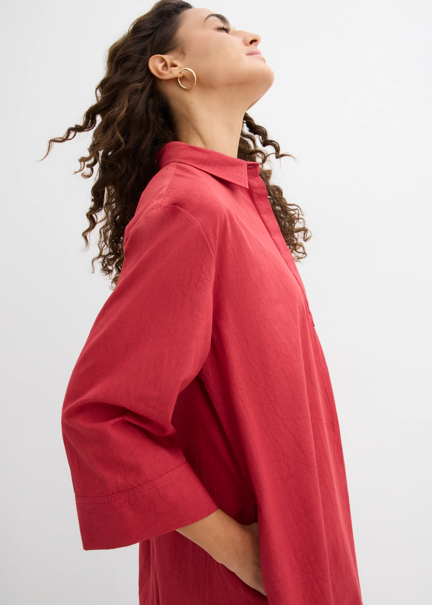 Rochie-bluză din bumbac organic 100% • roșu-cireașă • magazin bonprix