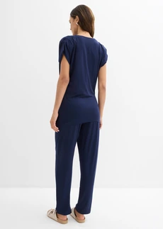 Shirt en broek (2-dlg. set) van een viscosemix, Kleur: donkerblauw