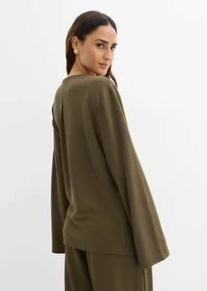 Chemisier en jersey à nouer sur le côté • olive foncé • Boutique bonprix