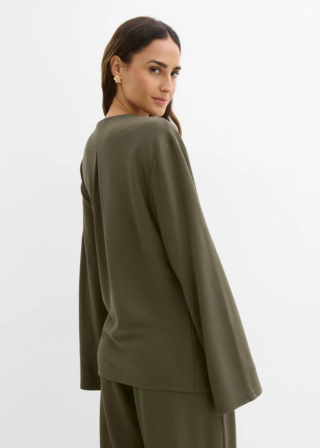 Chemisier en jersey à nouer sur le côté • olive foncé • product-page.page-title-suffix