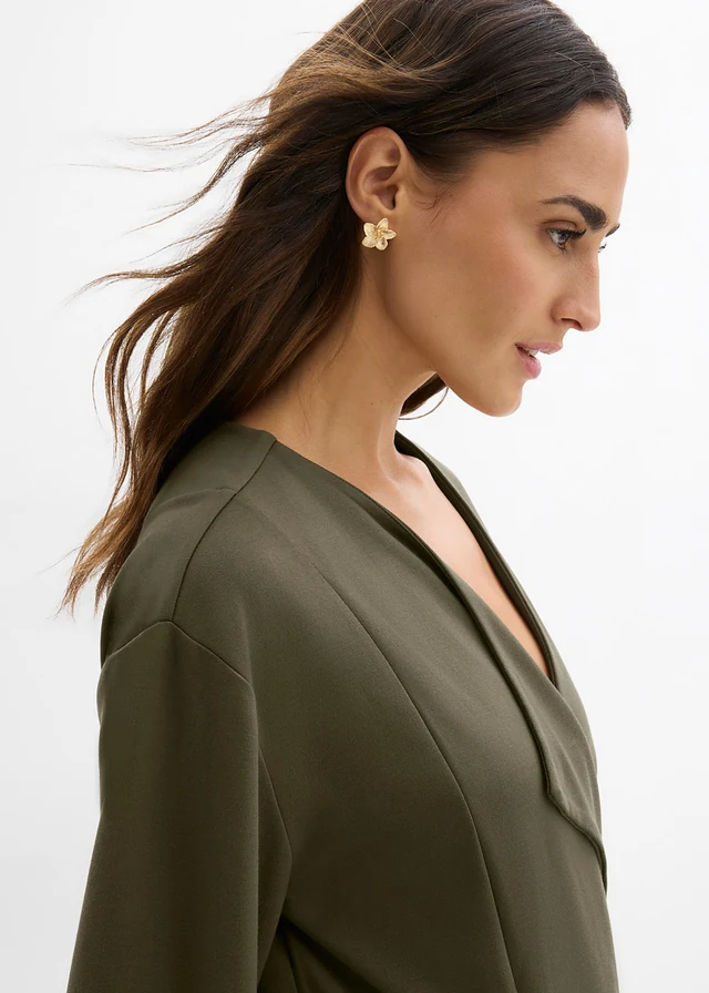 Blouse in een viscosemix met strikkoord • donkerolijfgroen • product-page.page-title-suffix