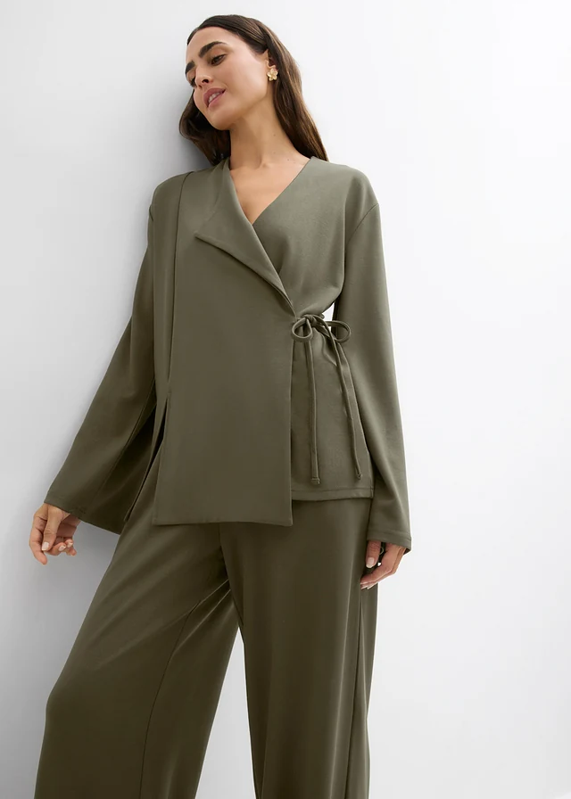 Chemisier en jersey à nouer sur le côté • olive foncé • product-page.page-title-suffix