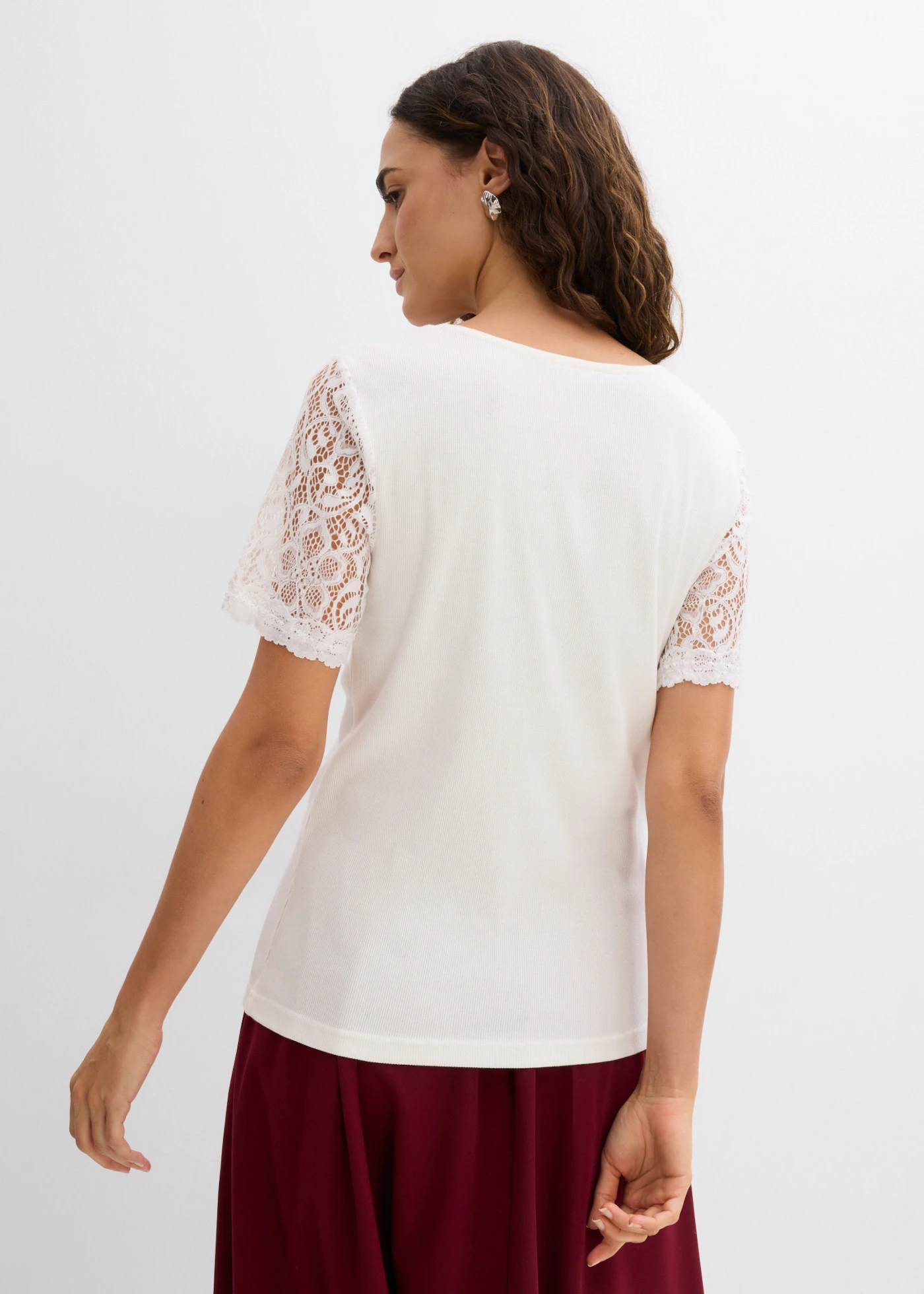 T-shirt en coton côtelé • ecru • Boutique bonprix