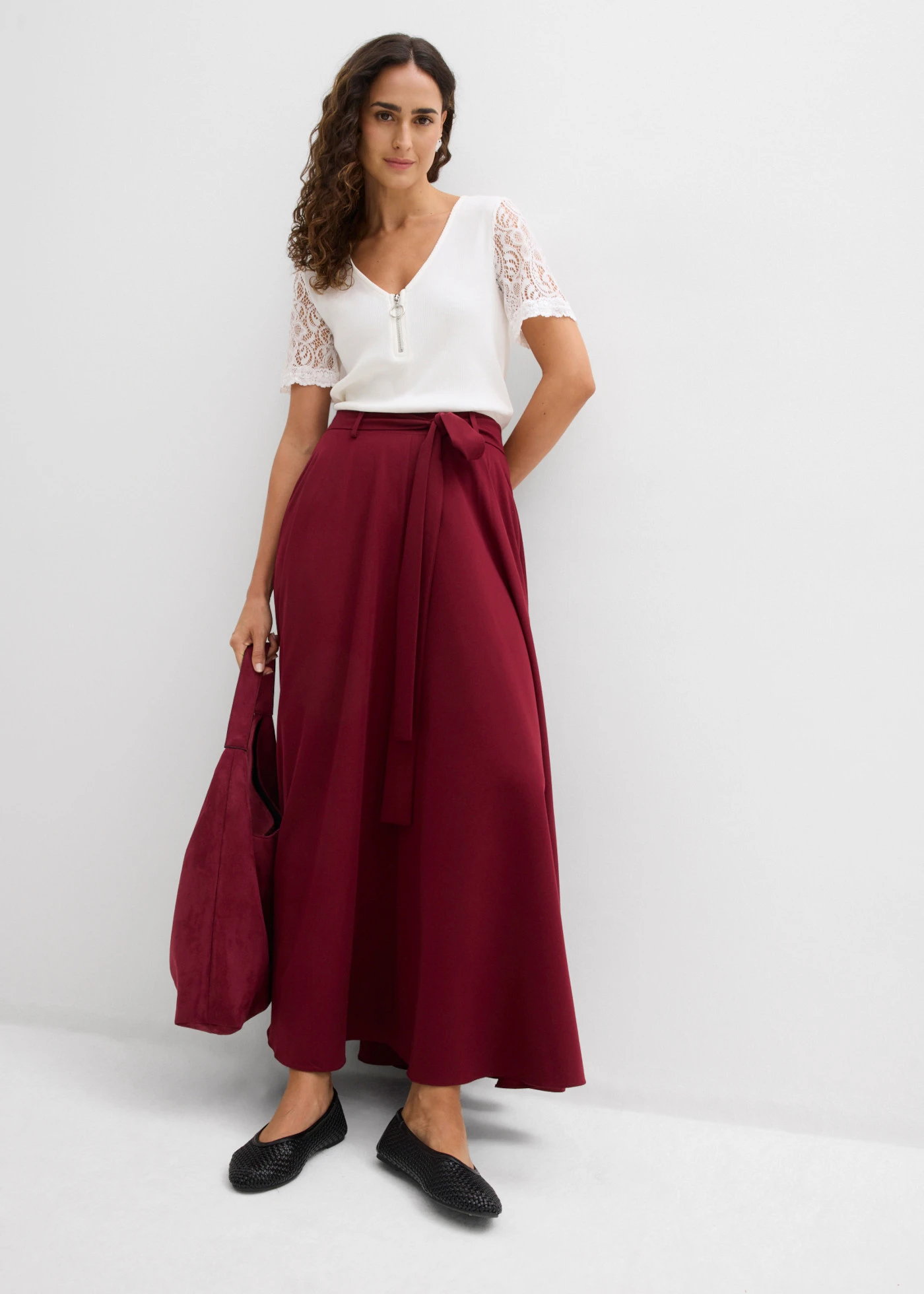 T-shirt en coton côtelé • ecru • Boutique bonprix