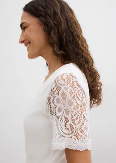 T-shirt en coton côtelé • ecru • Boutique bonprix